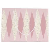 Mid Century Modern Pink Argyle Gift Bag Groot Cadeauzakje (Achterkant)