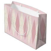 Mid Century Modern Pink Argyle Gift Bag Groot Cadeauzakje (Achterkant Gekanteld)