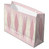 Mid Century Modern Pink Argyle Gift Bag Groot Cadeauzakje (Voorkant Gekanteld)