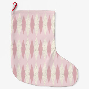 Mid Century Modern Pink Argyle kerststop Grote Kerstsok