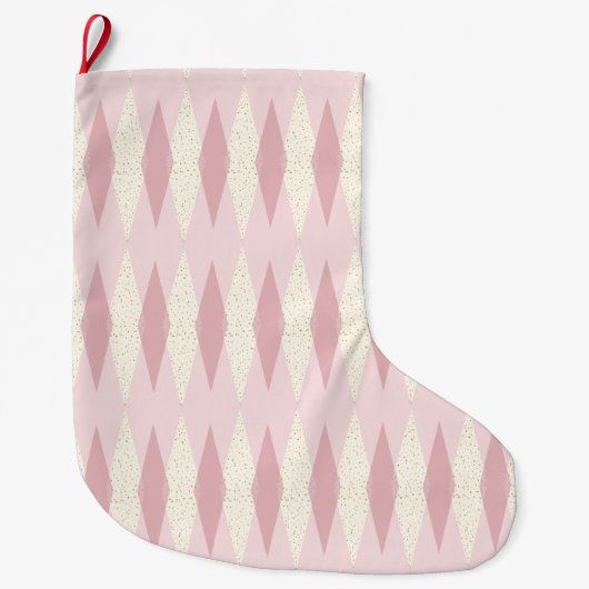 Mid Century Modern Pink Argyle kerststop Grote Kerstsok (Voorkant)