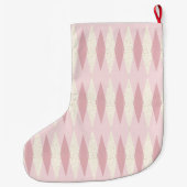 Mid Century Modern Pink Argyle kerststop Grote Kerstsok (Achterkant)