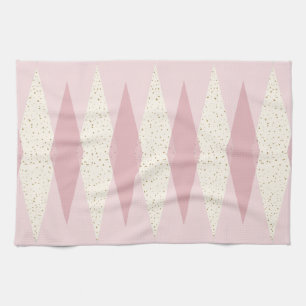 Mid Century Modern Pink Argyle Kitchen Towel Theedoek