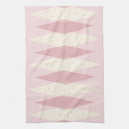 Mid Century Modern Pink Argyle Kitchen Towel Theedoek (Verticaal)