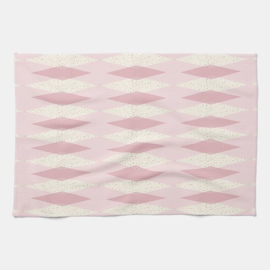 Mid Century Modern Pink Argyle Kitchen Towelen Theedoek (Horizontaal)