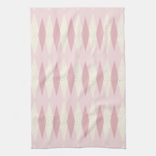 Mid Century Modern Pink Argyle Kitchen Towelen Theedoek (Verticaal)