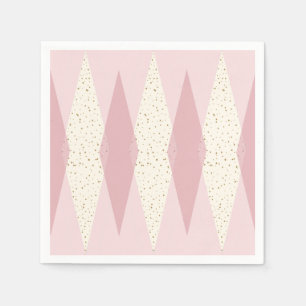 Mid Century Modern Pink Argyle Paper Borden Napkin Servetten