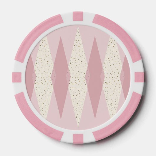 Mid Century Modern Pink Argyle Poker Chip (Voorkant)