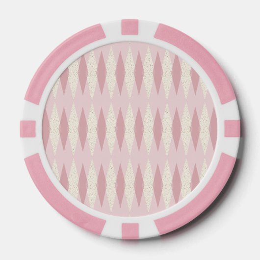 Mid Century Modern Pink Argyle Poker Chip (Voorkant)