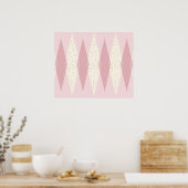 Mid Century Modern Pink Argyle Poster (Keuken)