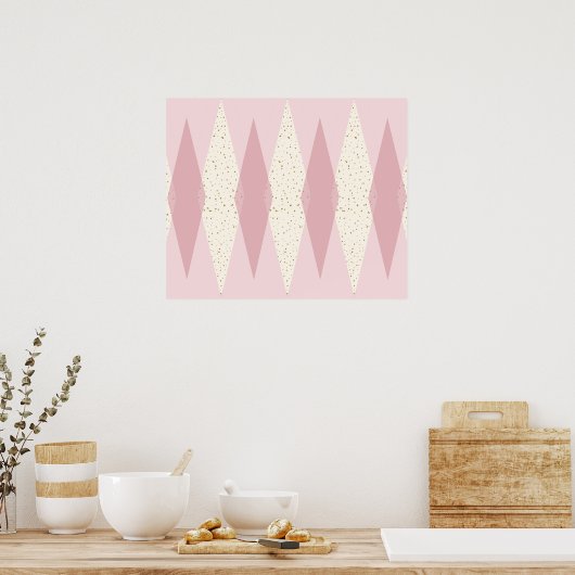 Mid Century Modern Pink Argyle Poster (Keuken)