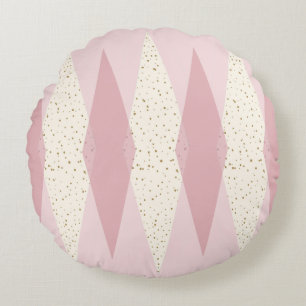 Mid Century Modern Pink Argyle Round Pillow Rond Kussen