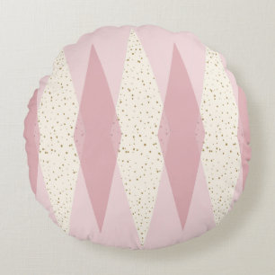 Mid Century Modern Pink Argyle Round Pillow Rond Kussen