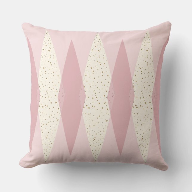Mid Century Modern Pink Argyle Sierkussen (Voorkant)