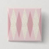 Mid Century Modern Pink Argyle Square Button (Voorkant)
