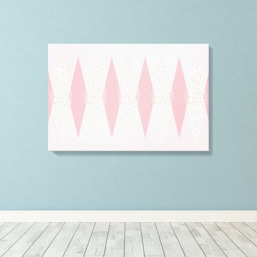 Mid Century Modern Pink Argyle Stretched Canvas (Insitu (Houten vloer))