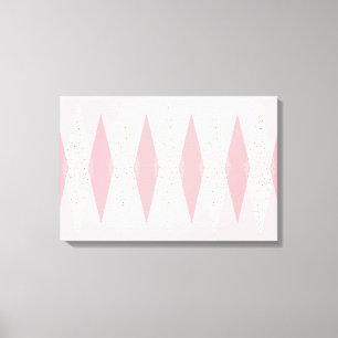 Mid Century Modern Pink Argyle Stretched Canvas