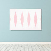 Mid Century Modern Pink Argyle Stretched Canvas Afdruk (Insitu (Houten vloer))