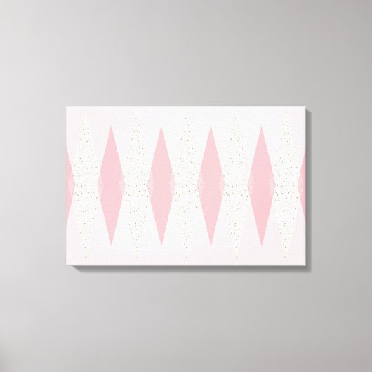 Mid Century Modern Pink Argyle Stretched Canvas Afdruk (Voorkant)