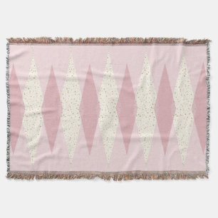 Mid Century Modern Pink Argyle Throw Blanket Deken