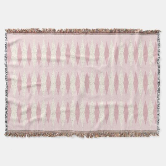 Mid Century Modern Pink Argyle Throw Blanket Deken (Voorkant)