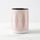 Mid Century Modern Pink Argyle Two Tone Mok (Center)