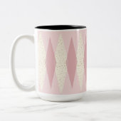 Mid Century Modern Pink Argyle Two Tone Mok (Links)