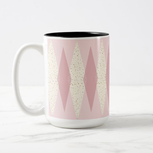 Mid Century Modern Pink Argyle Two Tone Mok (Links)