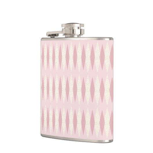 Mid Century Modern Pink Argyle Vinyl Wrapped Flask Heupfles (Links)