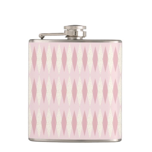 Mid Century Modern Pink Argyle Vinyl Wrapped Flask Heupfles (Voorkant)