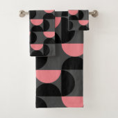Mid-Century Modern Pink Black en Grey Bad Handdoek (Insitu)