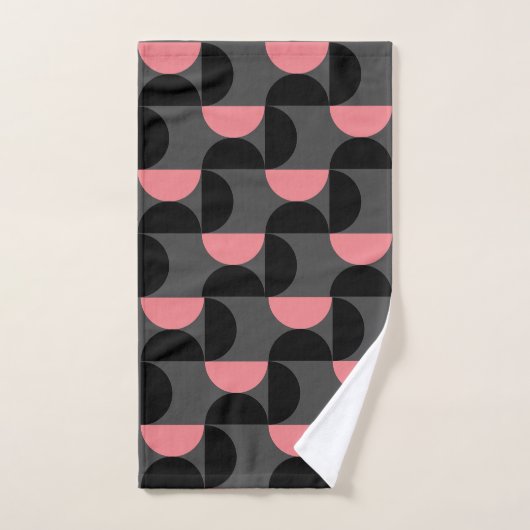 Mid-Century Modern Pink Black en Grey Bad Handdoek (Handdoek)