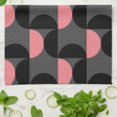 Mid-Century Modern Pink Black en Grey Theedoek (Gevouwen)