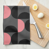 Mid-Century Modern Pink Black en Grey Theedoek (Quarter Fold)
