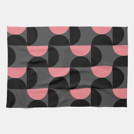 Mid-Century Modern Pink Black en Grey Theedoek (Horizontaal)