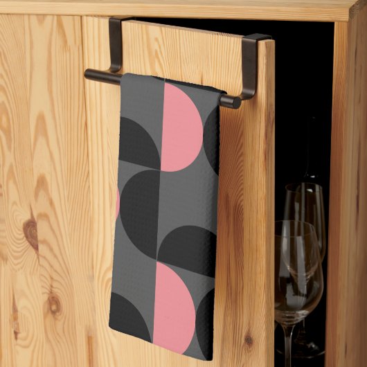 Mid-Century Modern Pink Black en Grey Theedoek (Derde Gevouwen)