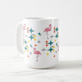 Mid Century Modern Pink Flamingo Diamond Starburst Koffiemok (Voorkant links)