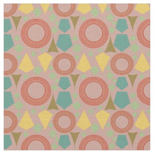Mid Century Modern Pink Geometric Fabric Stof (Close Up)