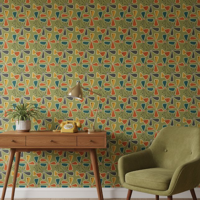 Mid-Century Modern Pinwheel Abstract #10 Gr ID1224 Behang (Creator heeft geüpload)