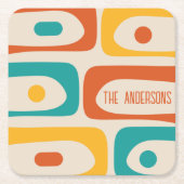 Mid Century Modern Piquet Abstract gepersonaliseer Kartonnen Onderzetters (Voorkant)