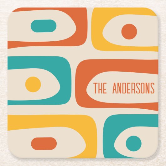 Mid Century Modern Piquet Abstract gepersonaliseer Kartonnen Onderzetters (Voorkant)