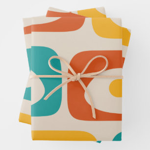 Mid Century Modern Piquet Abstract Patroon Inpakpapier Vel