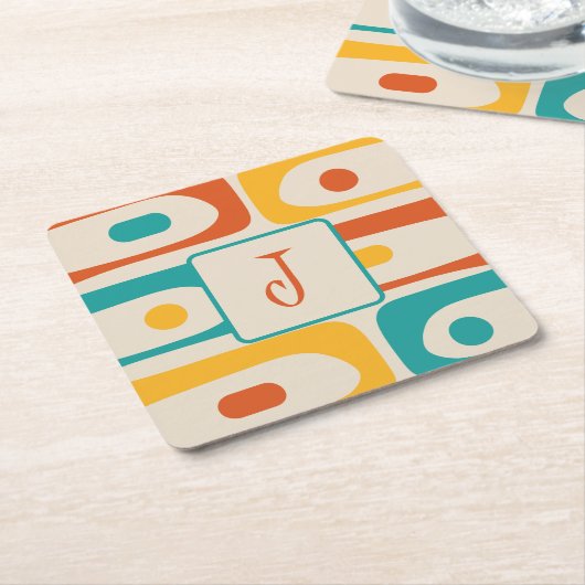 Mid Century Modern Piquet Abstract Pattern Initiaa Kartonnen Onderzetters (Schuin)