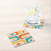 Mid Century Modern Piquet Abstract Pattern Oranje Kartonnen Onderzetters (Insitu)