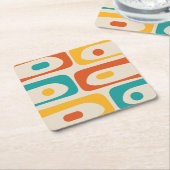 Mid Century Modern Piquet Abstract Pattern Oranje Kartonnen Onderzetters (Schuin)