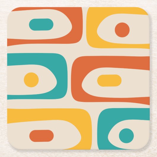 Mid Century Modern Piquet Abstract Pattern Oranje Kartonnen Onderzetters (Voorkant)
