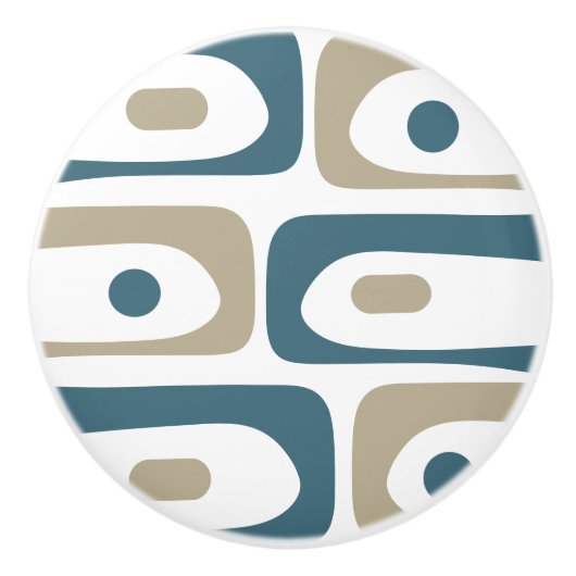 Mid-Century Modern Piquet Minimal Retro Abstract Keramische Knop (Voorkant)