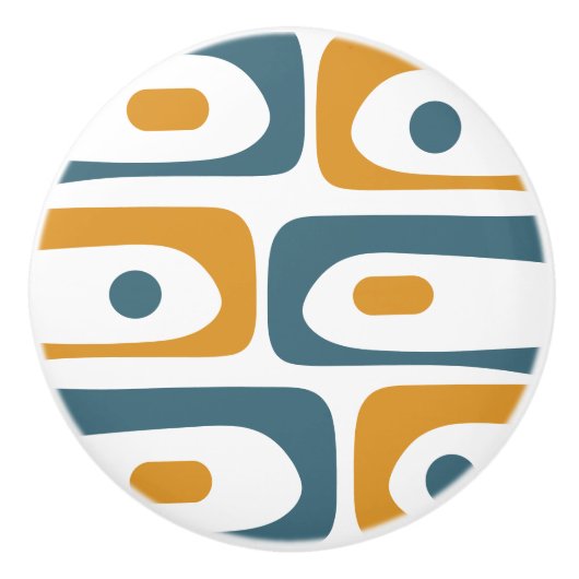 Mid-Century Modern Piquet Minimal Retro Abstract Keramische Knop (Voorkant)