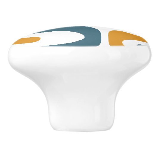 Mid-Century Modern Piquet Minimal Retro Abstract Keramische Knop (Zijkant)