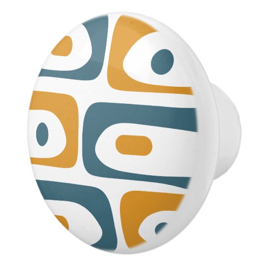 Mid-Century Modern Piquet Minimal Retro Abstract Keramische Knop (Rechts)